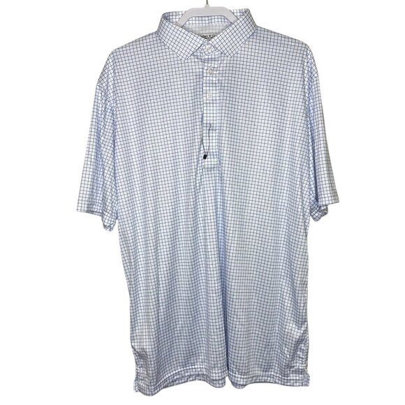 Collars & Co Polo Shirt Mens L Blue White Check Dress Collar Coastal Preppy NEW - Picture 2 of 7